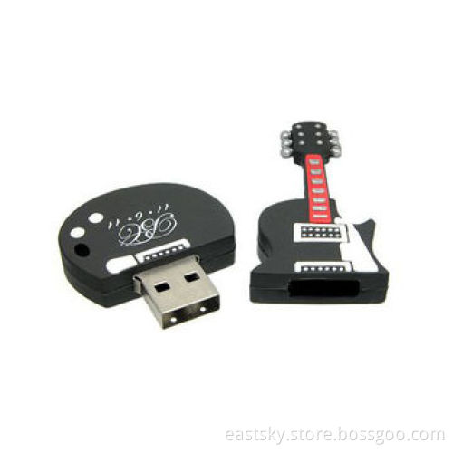 Custom guitar-shaped USB drive, made of soft PVC material, OEM orders welcome